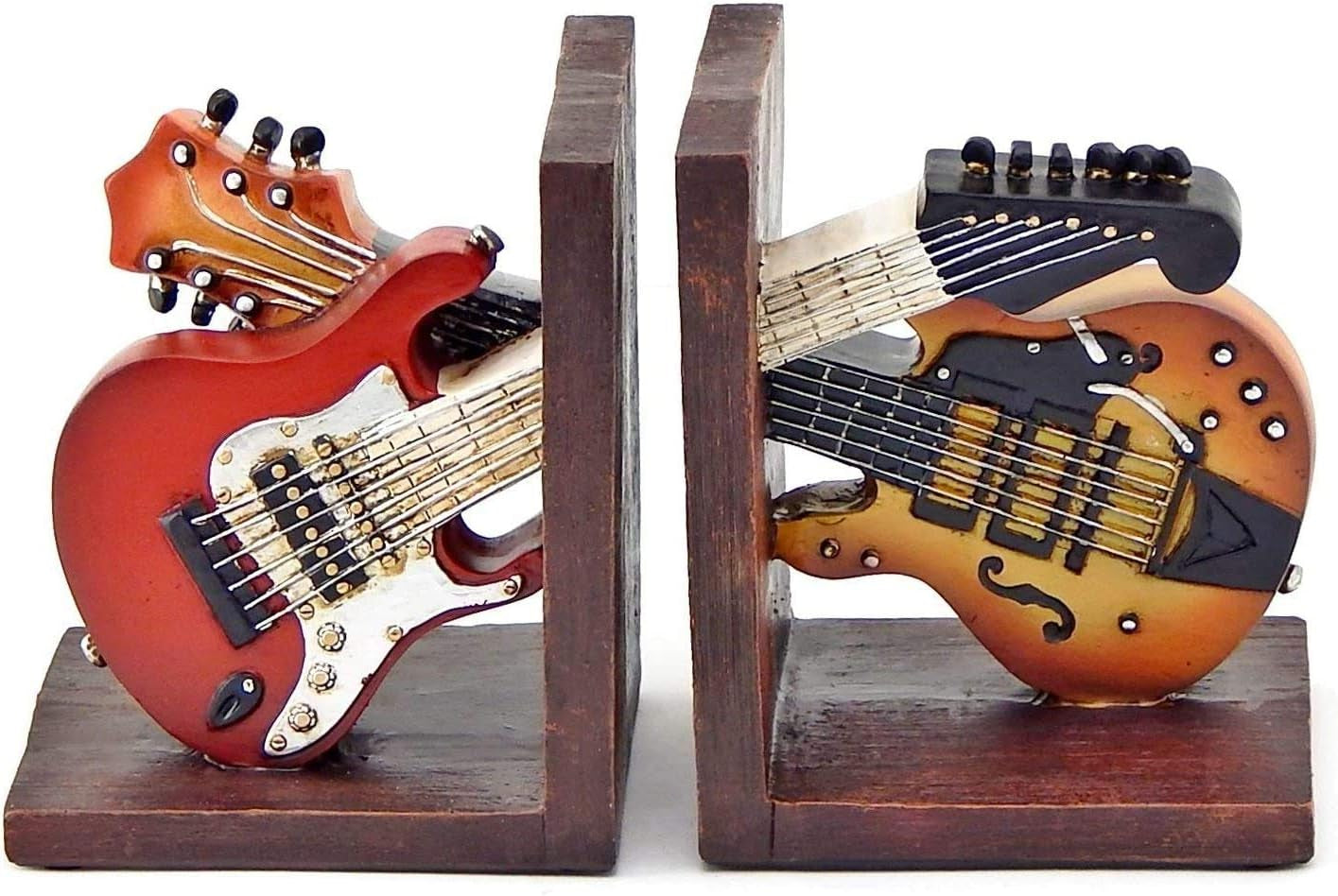 26249 Bookends Vintage Guitar Music Lovers Books Ends Holder Gifts 6 Inch