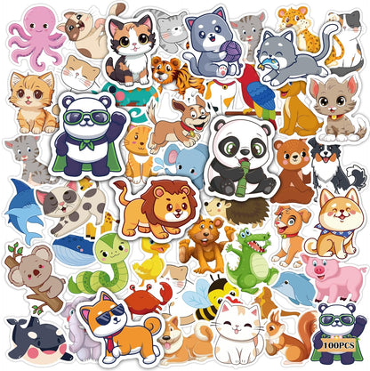 Water Bottle Stickers for Kids,Cute Animal Aesthetic Sticker Pack - Party Favors for Kids 4-8 | 3-12 Year Old Boy Girl Birthday Gift,Arts Crafts Preppy Stuff for 8-12,Halloween Games,100 PCS