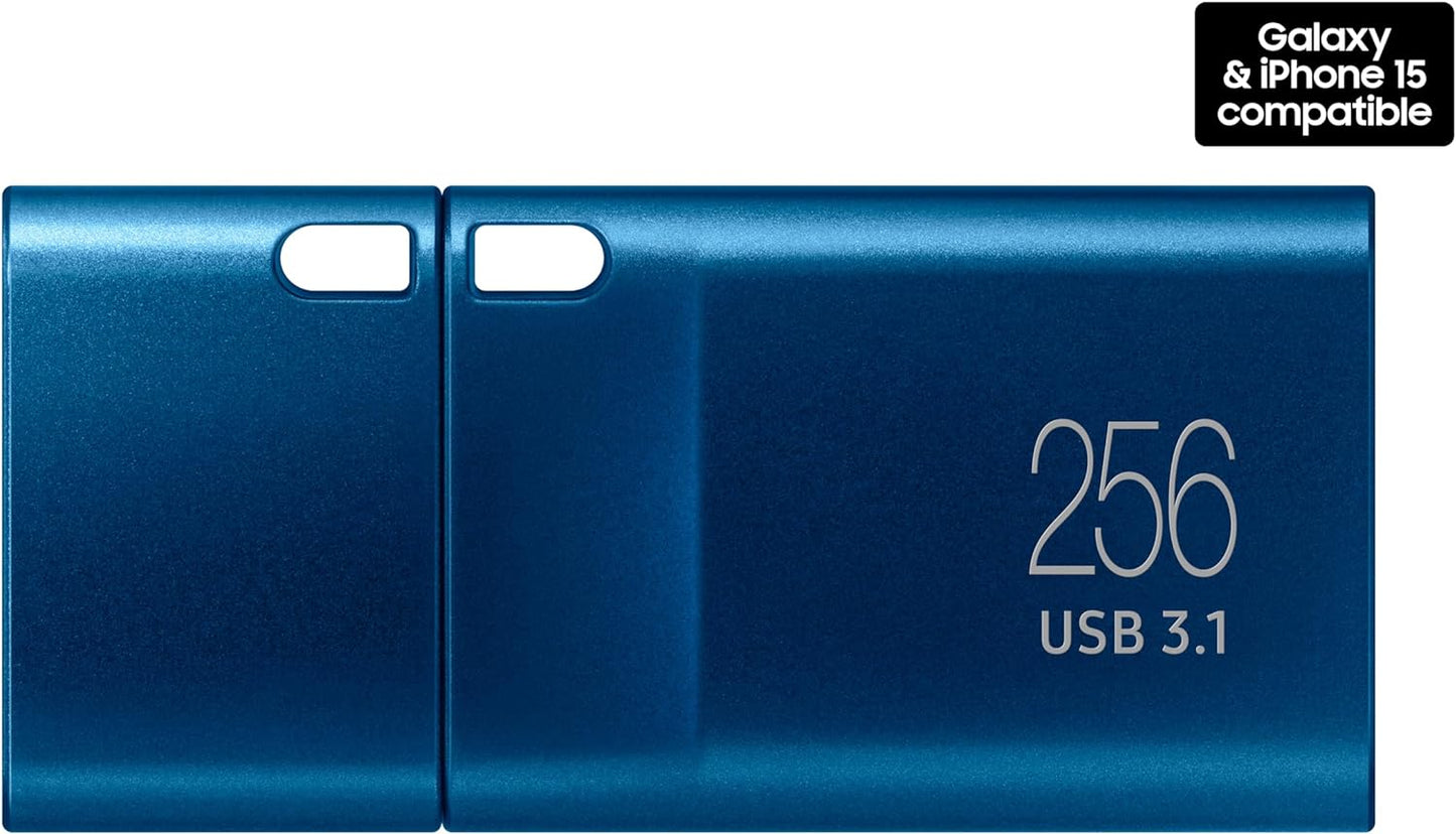 Type-C™ USB Flash Drive, 256GB, Transfers 4GB Files in 11 Secs W/Up to 400Mb/S 3.13 Read Speeds, Compatible W/Usb 3.0/2.0, Waterproof, 2022, Blue, MUF-256DA/AM