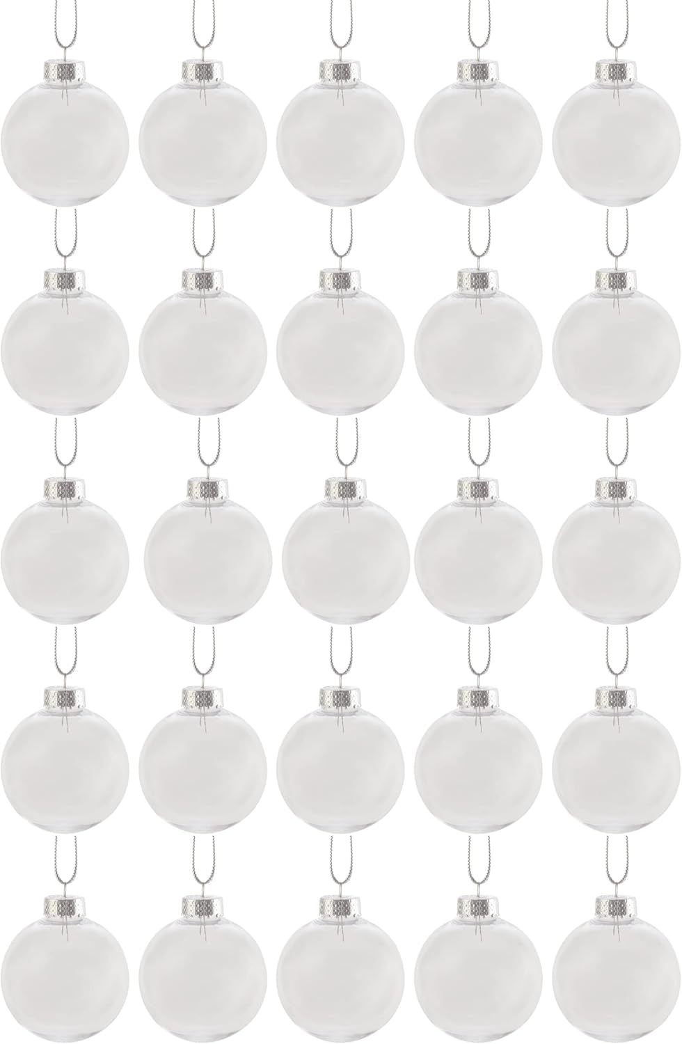 ® - Bulk Value Pack of 25 Pcs - 67Mm (2-5/8 Inch) round Clear Plastic Ball Ornaments - Great for Crafting DIY Christmas Ornaments