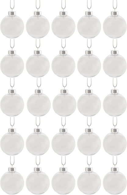 ® - Bulk Value Pack of 25 Pcs - 67Mm (2-5/8 Inch) round Clear Plastic Ball Ornaments - Great for Crafting DIY Christmas Ornaments