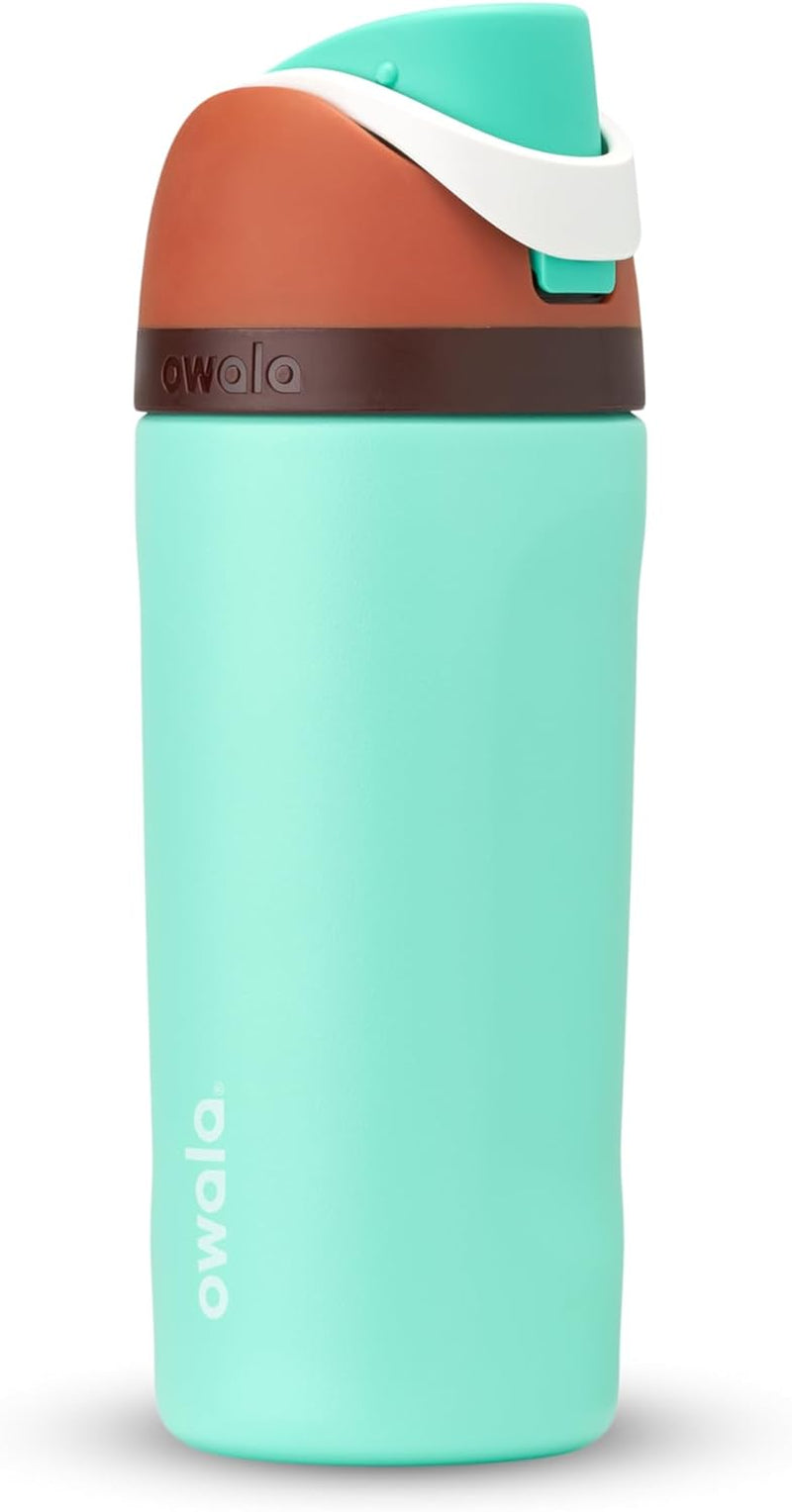 Freesip Insulated Stainless Steel Water Bottle with Straw for Sports and Travel, Bpa-Free, 24-Oz, Orchid/Orange (Tropical)