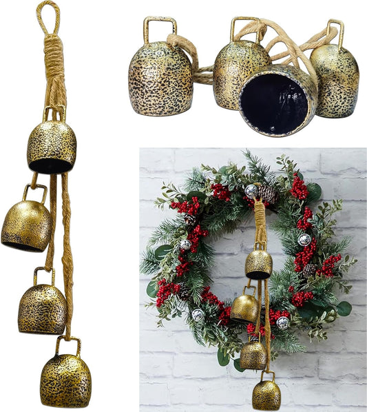 Christmas Bells for Decoration, Gold Vintage Bells, Brass Christmas Bells for Door Garland Christmas Tree - Gifts for Women