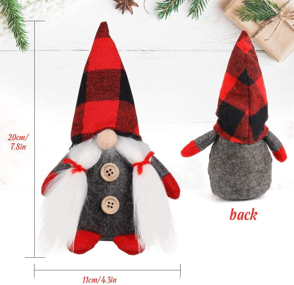 Mr and Mrs Christmas Gnomes Plush Set of 2, Handmade Swedish Tomte Santa Scandinavian Figurine Nordic Plush Elf Doll Gnome Ornaments Gnomes Christmas Decorations Home Decor 7.5 Inch