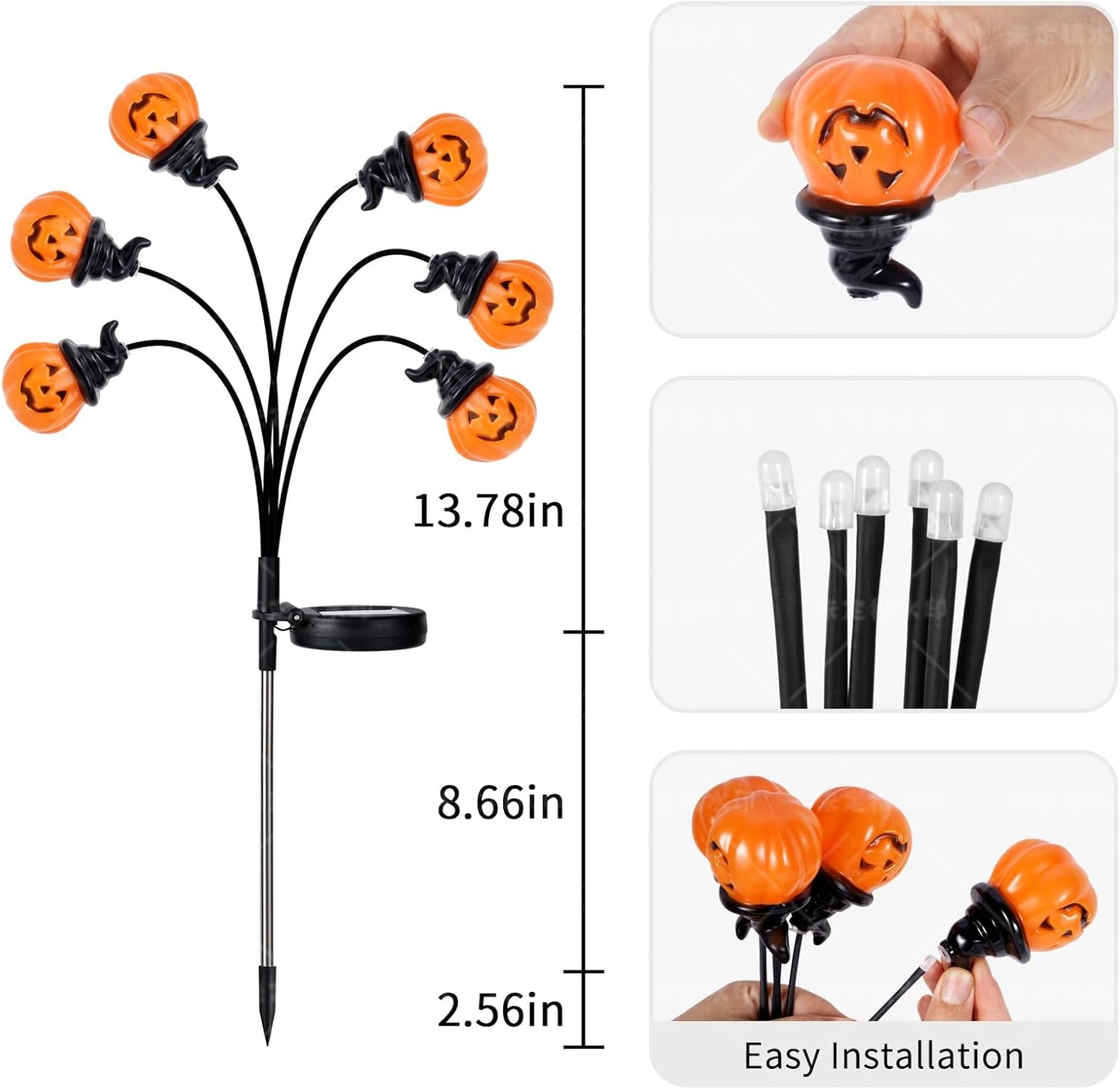 Halloween Decorations Outdoor, Solar Halloween Garden Lights, Solar Firefly Lights Outdoor Waterproof for Yard (Pumpkin2P)