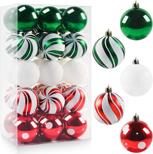 Christmas Balls Ornaments for Xmas Tree- 30Pcs Shatterproof Christmas Tree Decorations, 2.36" Hanging Balls Muti-Color Christmas Ball Ornaments Set for Holiday Party Decoration Perfect Super Bulbs