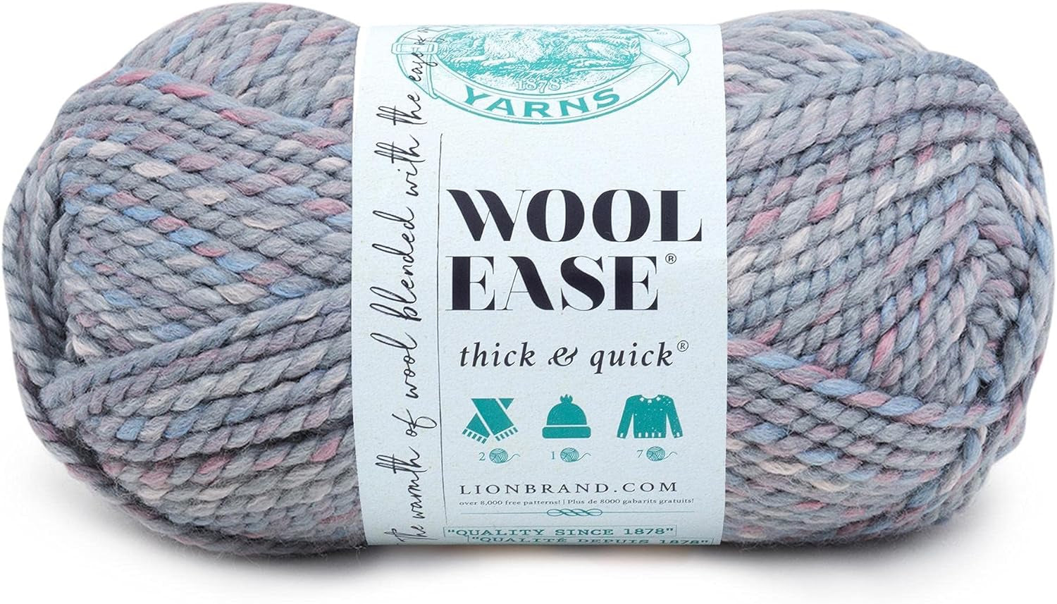 Wool-Ease Thick & Quick Yarn, Soft and Bulky Yarn for Knitting, Crocheting, and Crafting, 1 Skein, Fossil