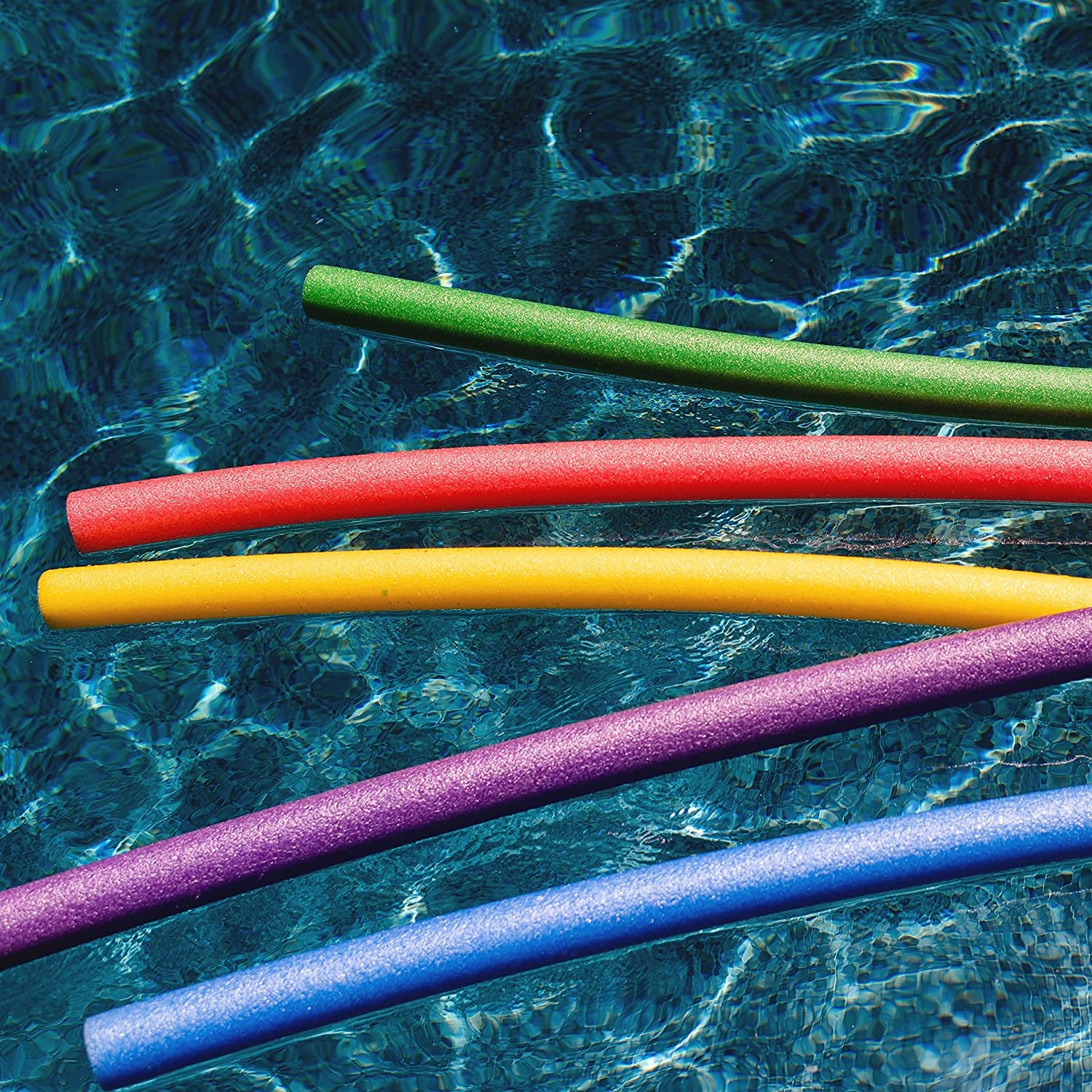 Swim Noodle 35 Pack Pool Noodles, Red, Blue, Green, Purple, Yellow Foam, 4.5 Feet, 55"L X 2"W X 2"H Each