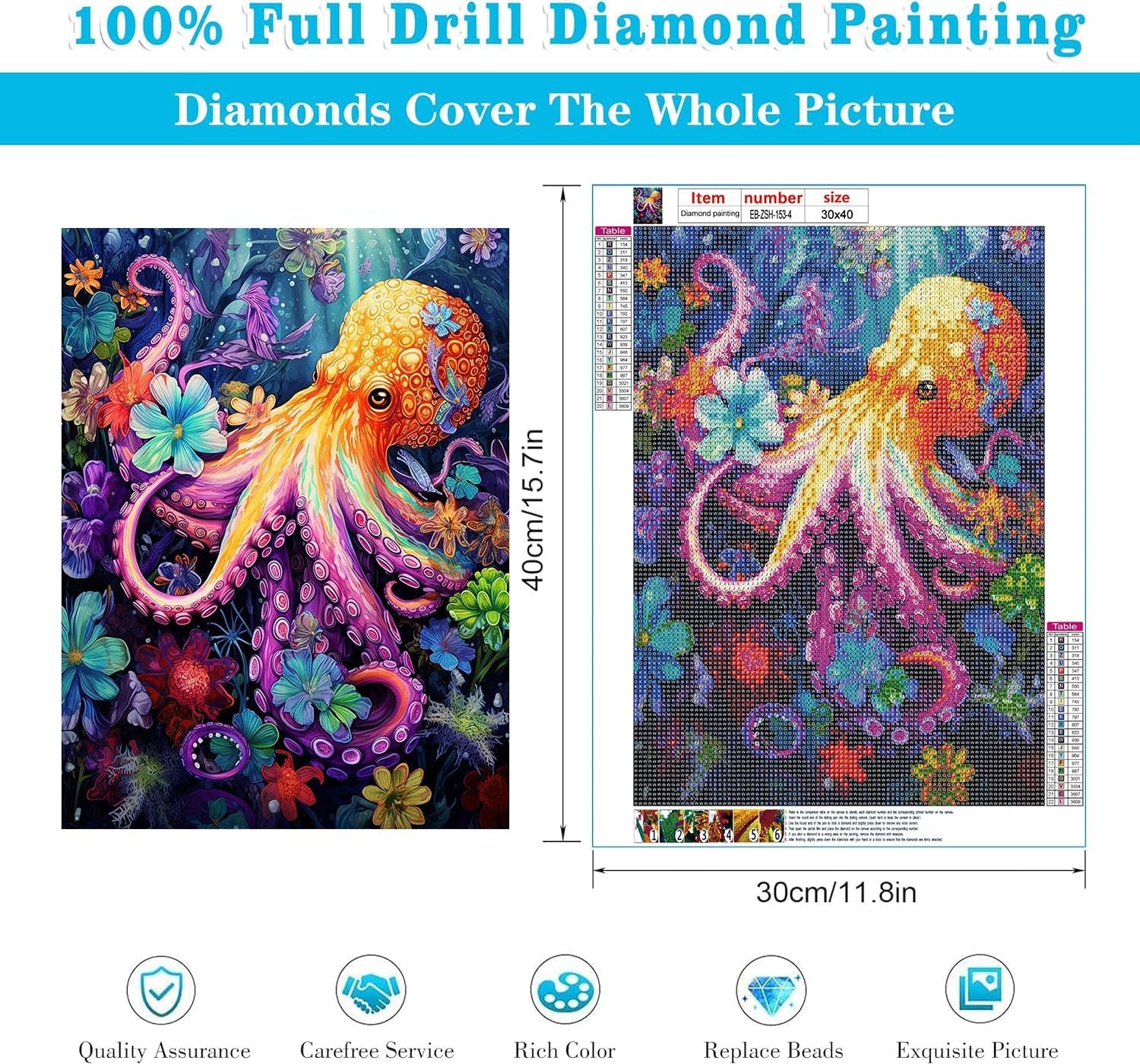 4 Pack Sea Animals Diamond Painting Kits for Adults, 5D Diamond Art Kits for Beginner DIY Full Drill Diamond Dots Crystal Craft Kits for Home Wall Decor Gifts 11.8X15.7 Inch