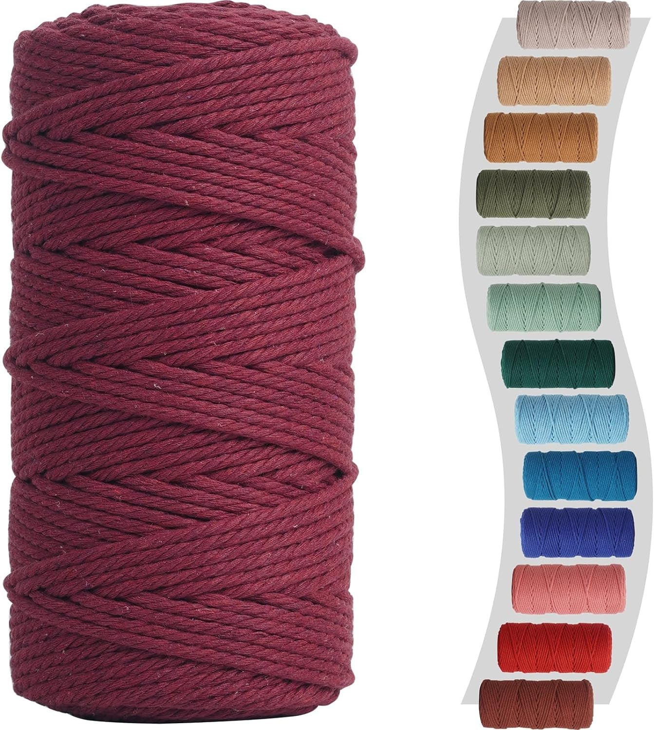 Sage Macrame Cord 3Mm X 220Yards, Colored Cotton Cord, Macrame Rope Macrame Yarn, Colorful Cotton Craft Cord for Macrame Plant Hangers, Macrame Wall Hanging, DIY Crafts