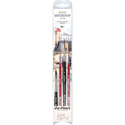 Artist Signature Collection by May & Berry Design Studio (Urban Watercolor Journey), Rigger Brushes, Assorted, 4 Brush Set