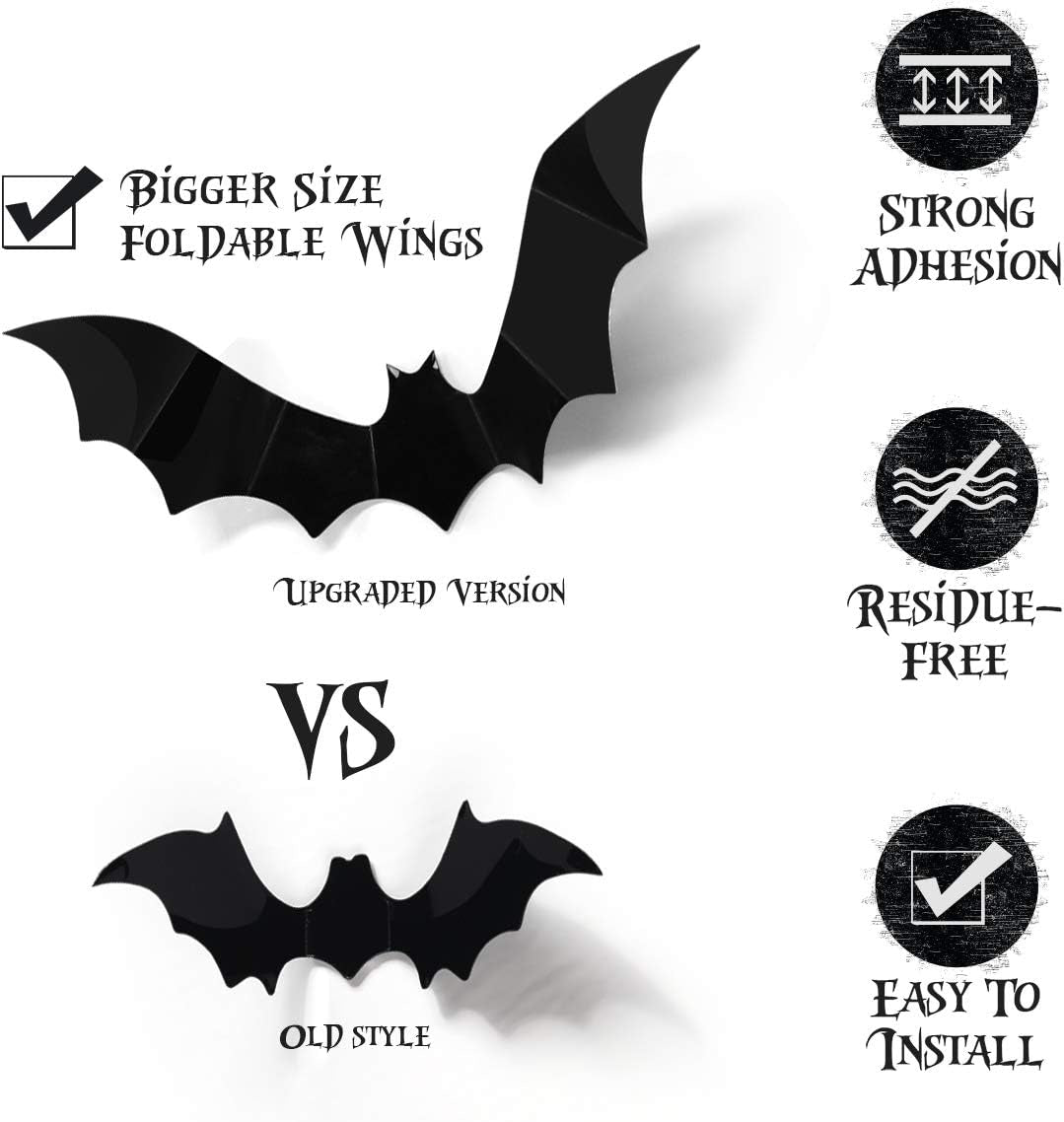 3D Bats Decoration, 60PCS