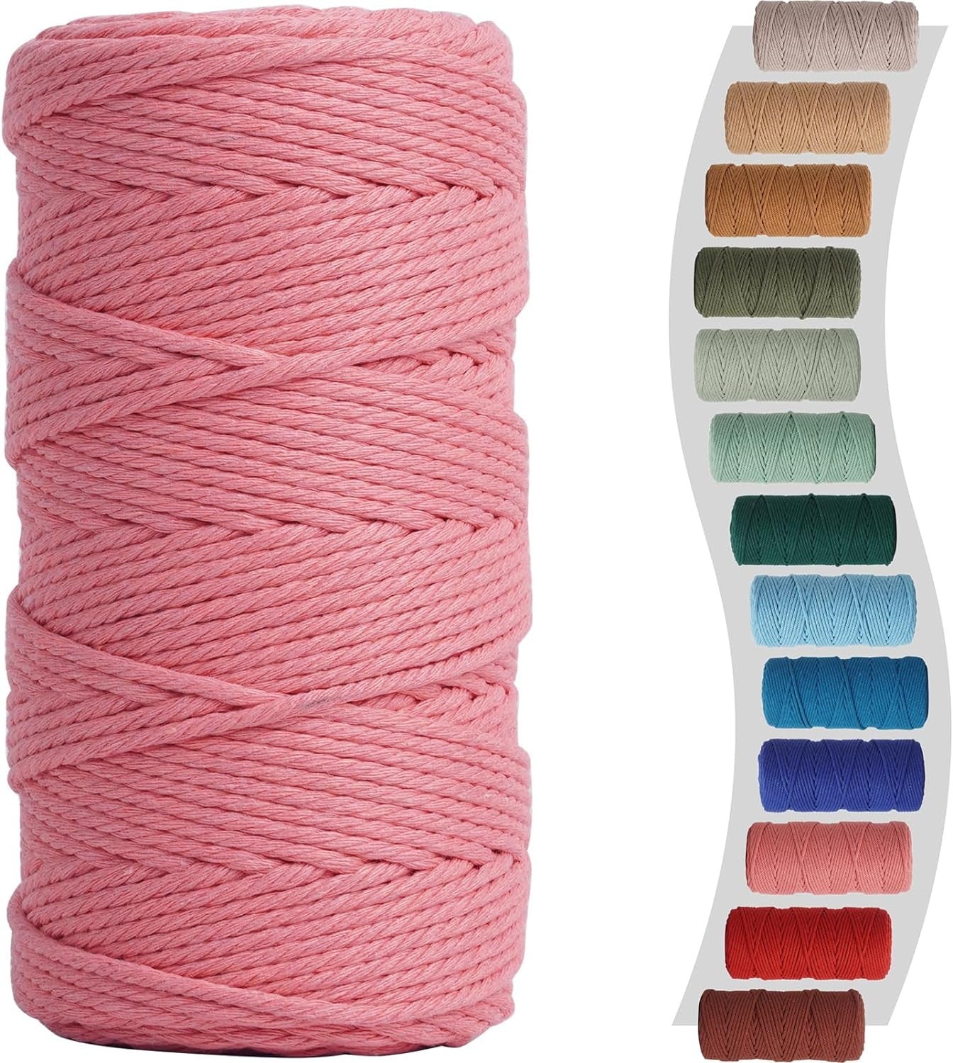 Sage Macrame Cord 3Mm X 220Yards, Colored Cotton Cord, Macrame Rope Macrame Yarn, Colorful Cotton Craft Cord for Macrame Plant Hangers, Macrame Wall Hanging, DIY Crafts