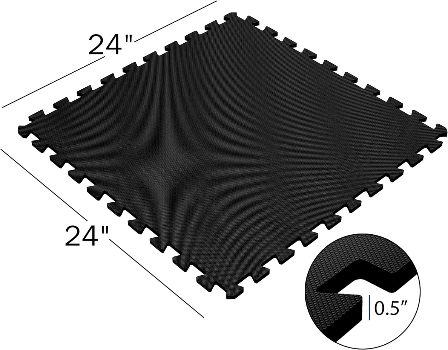 EVA Foam Mat Tiles 4-Pack - 16 SQ FT of Interlocking Padding for Garage, Playroom, or Gym Flooring - Workout Mat or Baby Playmat by  (Black)