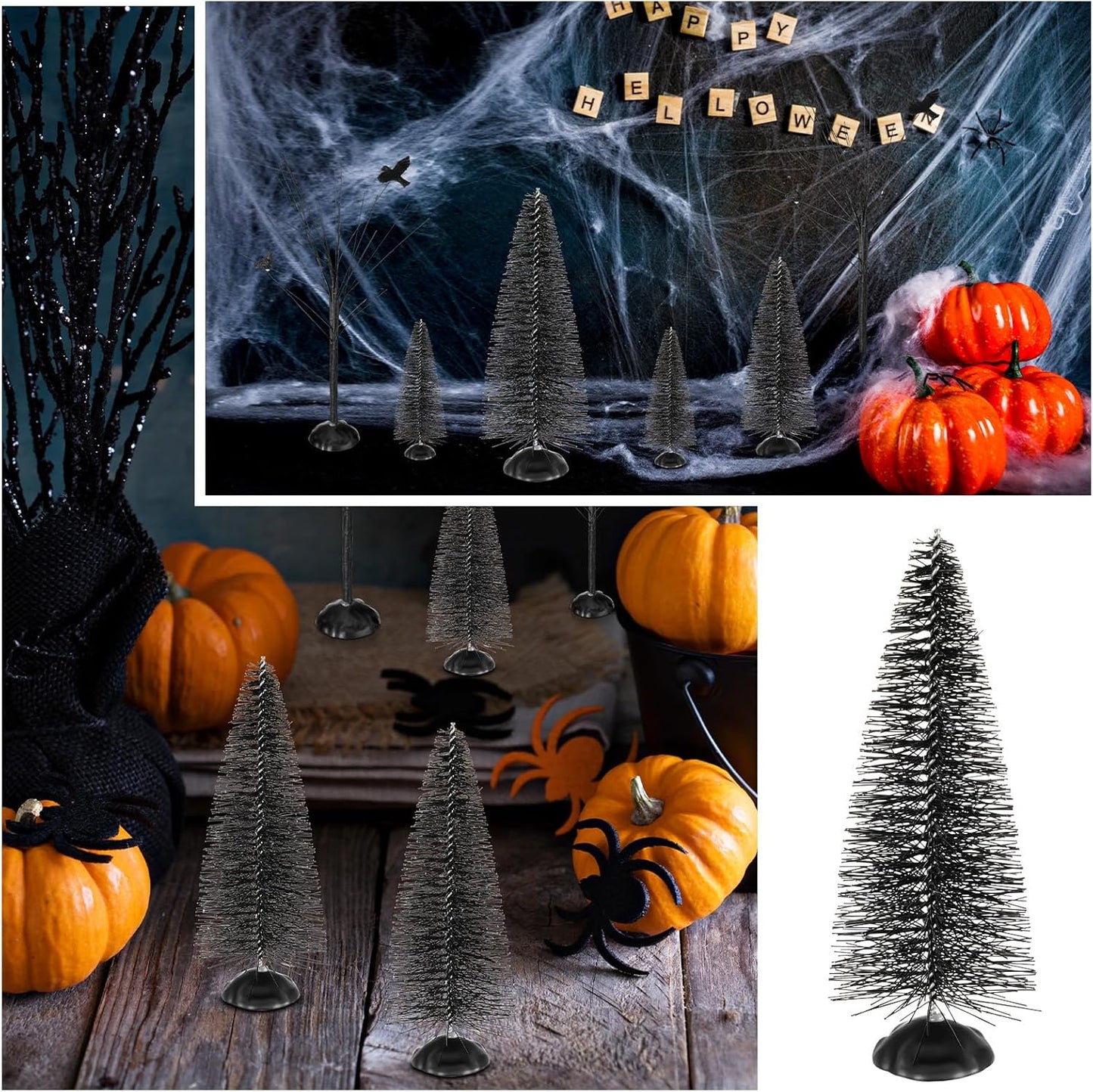 12 Pieces Christmas Tabletop Trees Halloween Village Trees Winter Snow Model Frost Trees Mini Trees Village Trees Christmas Tree Displays for Miniature Scenes Village Displays (Classic Style)