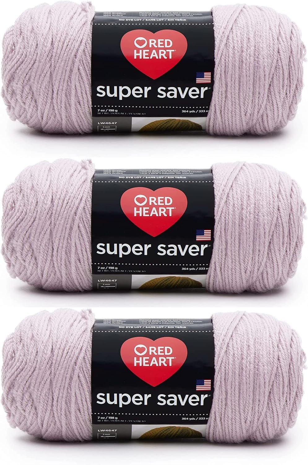 Super Saver White Yarn - 3 Pack of 198G/7Oz - Acrylic - 4 Medium (Worsted) - 364 Yards - Knitting/Crochet