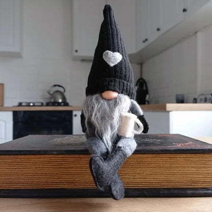 2 Pcs Coffee Gnomes Plush Bar Decor, Handmade Swedish Tomte Gnomes Gifts Farmhouse Scandinavian Figurine Gnome for Home Kitchen Coffee Station Table Shelf Decor