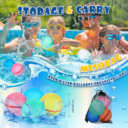 Reusable Water Balloons, Summer Water Toys, Outdoor Toys, Pool Toys, Self-Sealing Water Bomb for Kids Adults, Silicone Water Ball Easy Quick Fill, Fun Splash Water Bomb Party Supplies(12 PCS)
