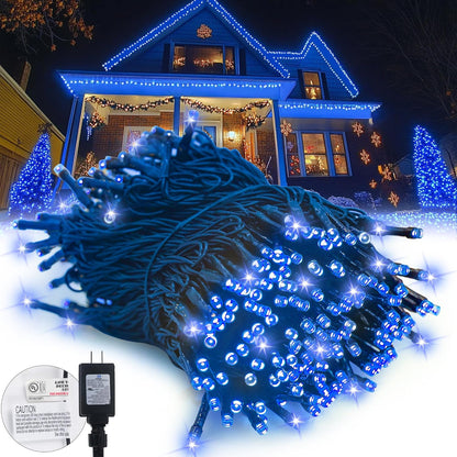 Blue Christmas Lights, 100FT 300LED String Lights Outdoor Indoor, 8 Modes Connectable Blue Lights for Christmas Halloween Decorations Outside, Fairy Lights for Party Yard Tree Decor