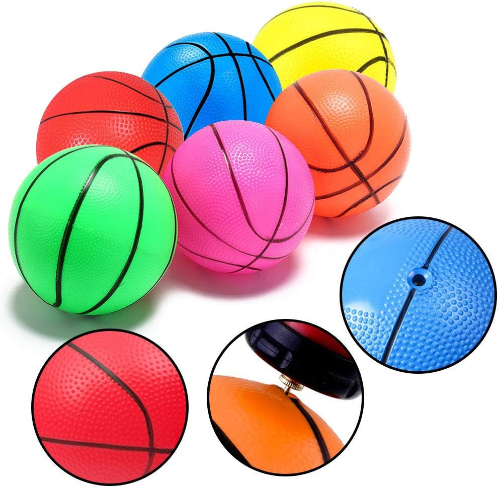 5 Inches Mini Toy Basketball, 6PCS Basketball with Pump for Toddlers, Colorful Kids Mini Toy Basketball Rubber Basketball for Kids Teenagers for Pool, Indoors, Outdoors