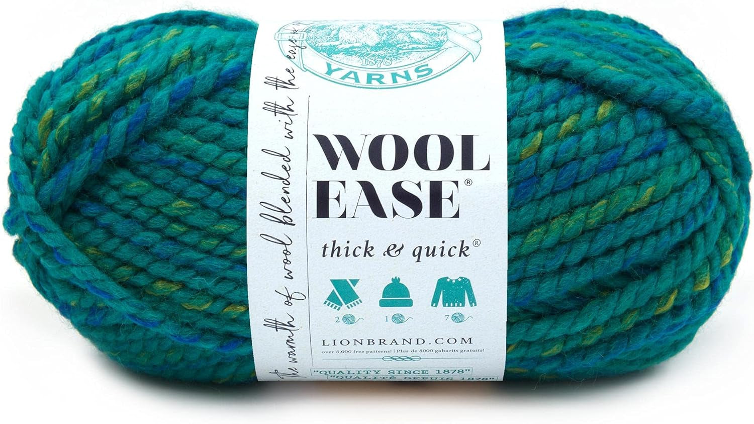 Wool-Ease Thick & Quick Yarn, Soft and Bulky Yarn for Knitting, Crocheting, and Crafting, 1 Skein, Fossil