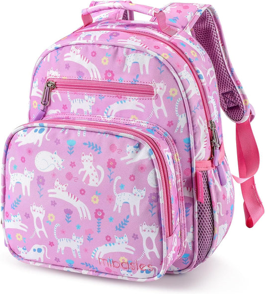 Toddler Backpack for Girls and Boys 2-4, Preschool Kindergarten Backpack, Cute Kids Backpacks for Girls（Flower Cat）