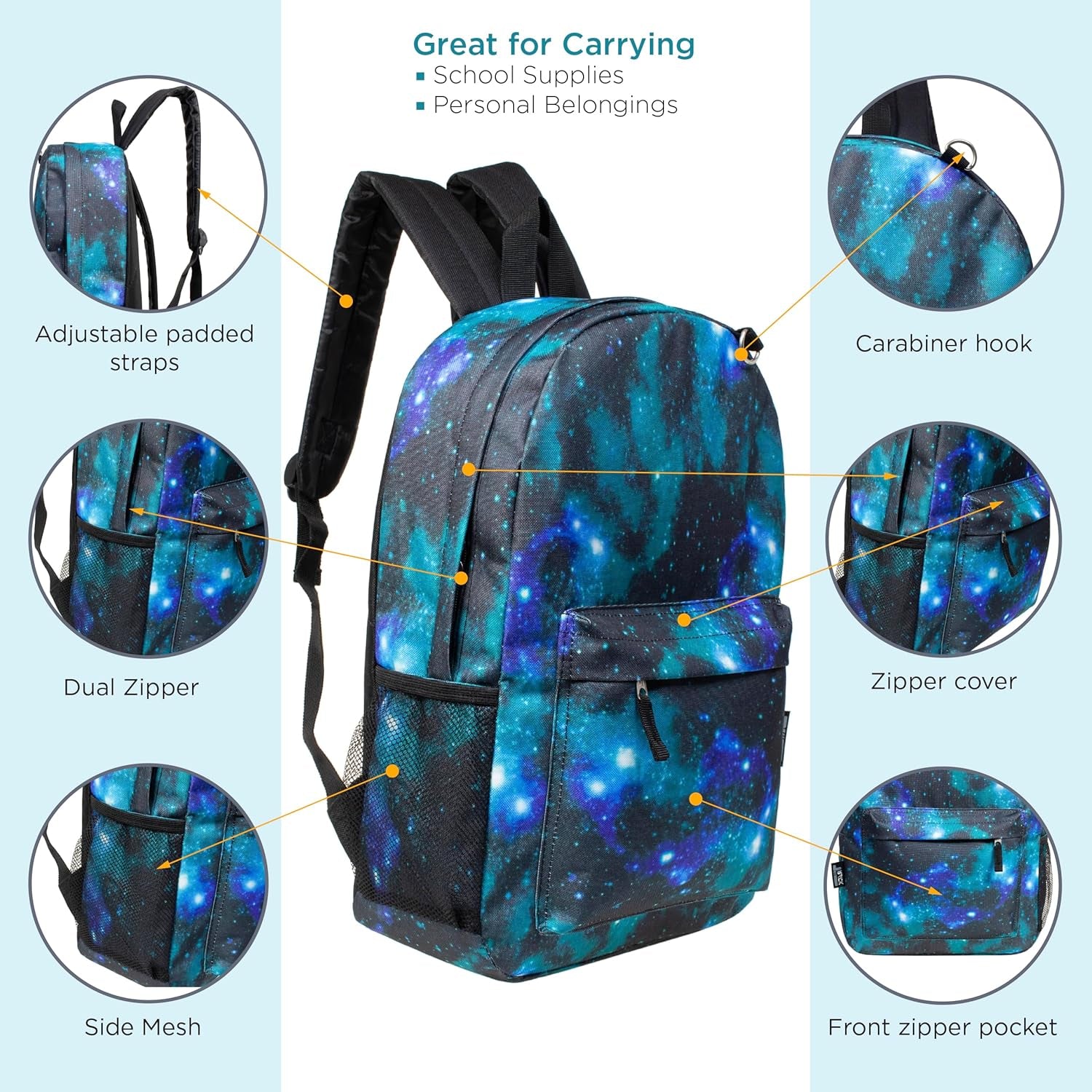 24 Pack 17 Inch Wholesale Bulk Backpack for Work School in Assorted Color Perfect for Donations and Giveaways