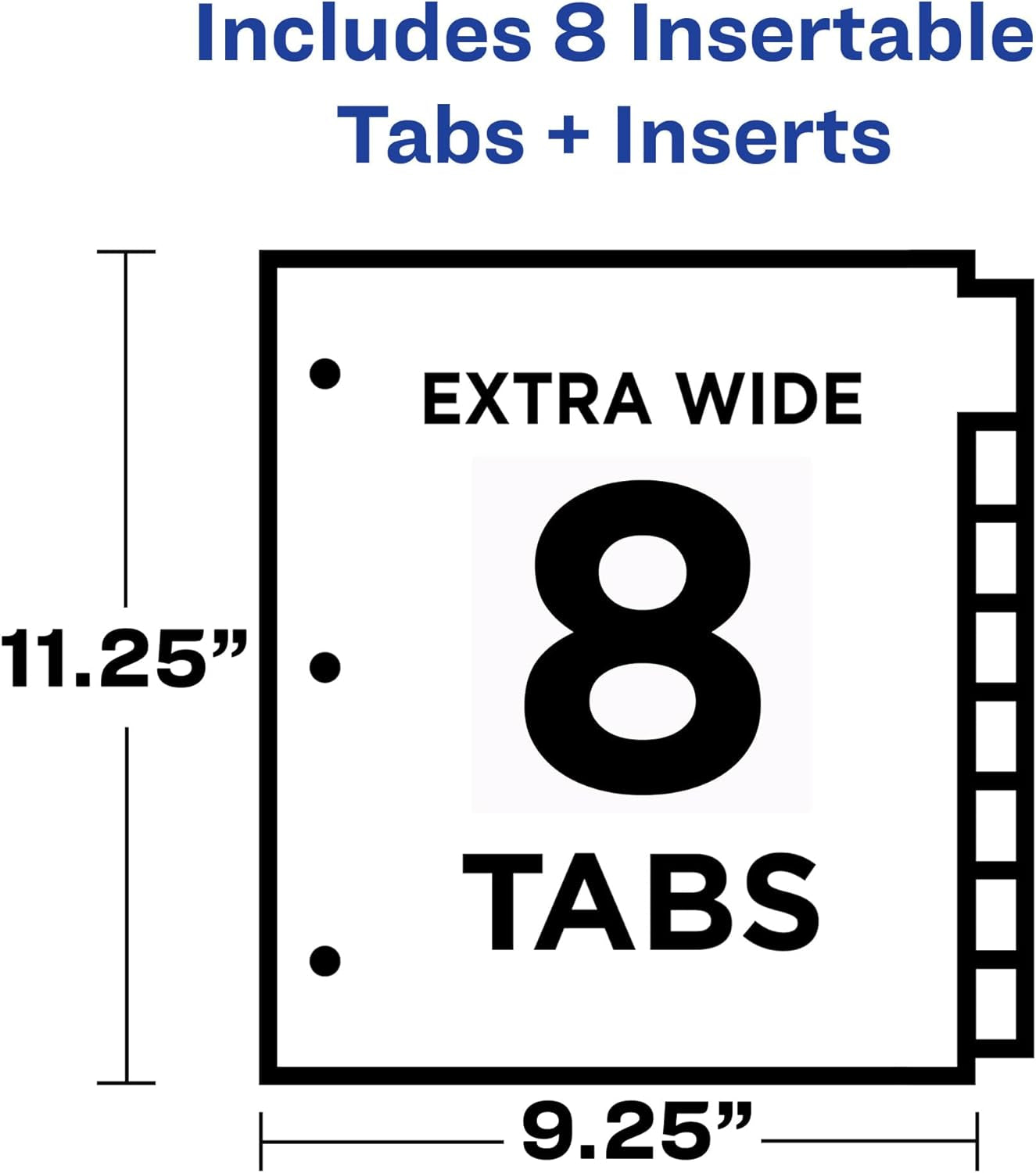 Dividers for 3 Ring Binders, 8 Tab Binder Dividers, Plastic Binder Dividers with Pockets, Insertable Big Tabs, Multicolor, Works with Sheet Protectors, 1 Set (11903)