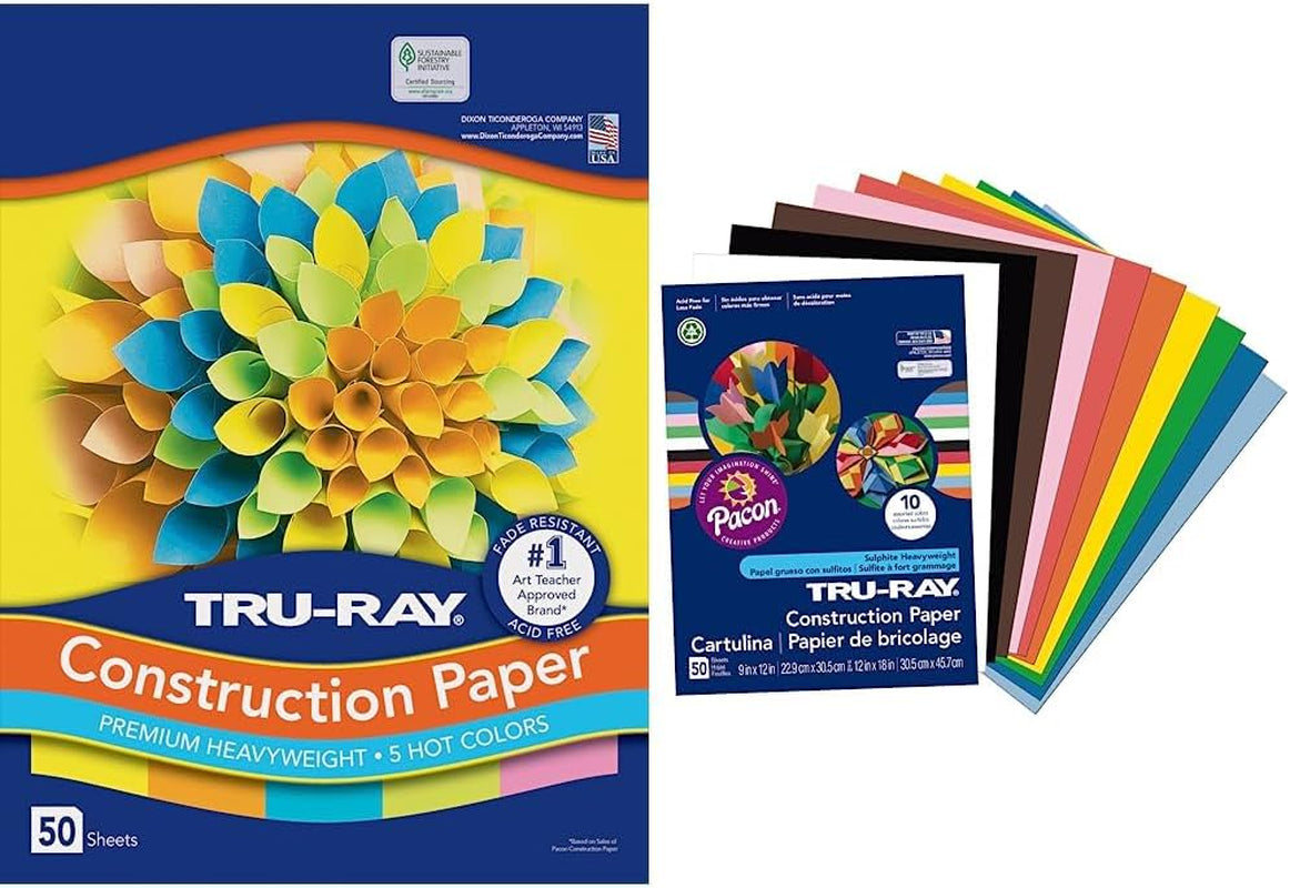 Construction Paper P103031, 10 Classic Colors, 9" X 12", 50 Sheets