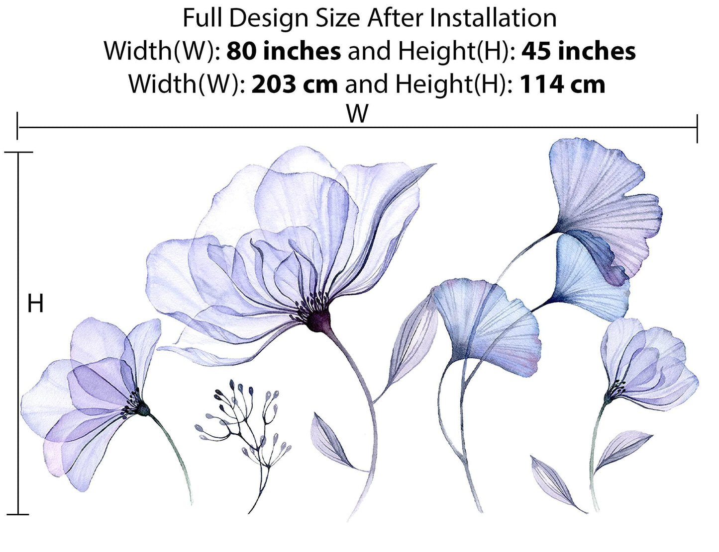 Flower Wall Decals Peel and Stick   Floral Vinyl Sticker Mural   Wall Flower