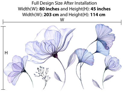 Flower Wall Decals Peel and Stick   Floral Vinyl Sticker Mural   Wall Flower