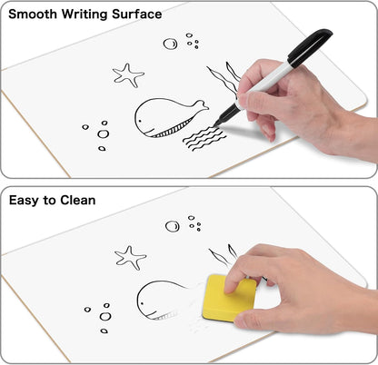 Small White Board, 24 Pack Dry Erase Board, 9"×12" Mini White Board Double Sided for Students, Whiteboard Bulk with 24 Markers, 24 Erasers, Office Supplies, Classroom Must Haves