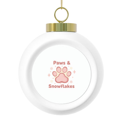 Christmas Ball Ornament - Paws & Snowflakes Pet Holiday Design