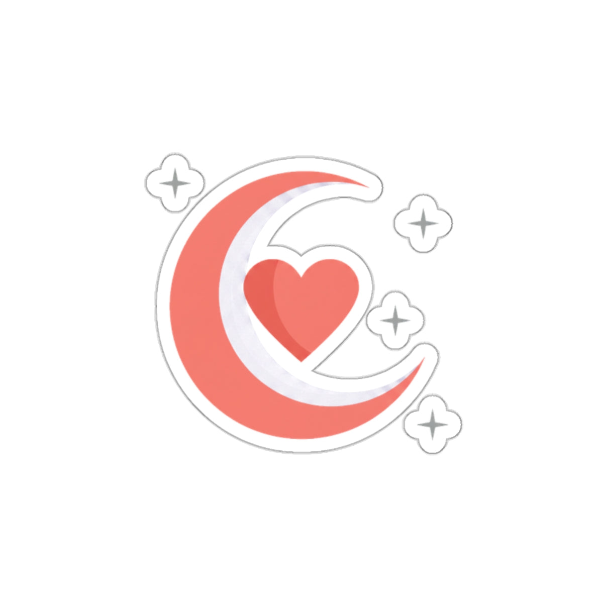 Crescent Moon Heart Sticker | Die-Cut Vinyl Sticker for Laptop & Water Bottle | Valentine & Galentine Gift | Y2K Celestial
