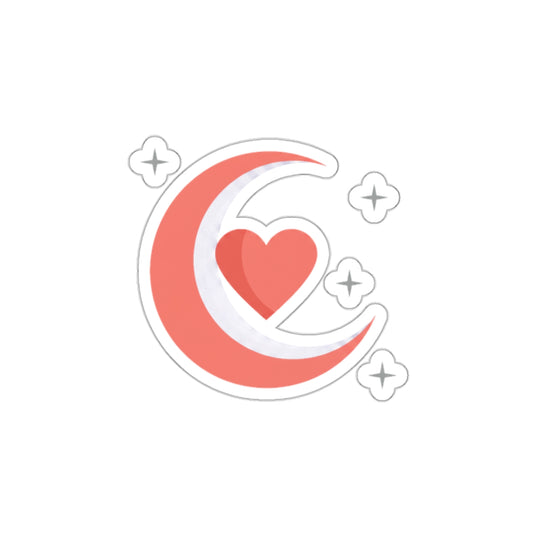 Crescent Moon Heart Sticker | Die-Cut Vinyl Sticker for Laptop & Water Bottle | Valentine & Galentine Gift | Y2K Celestial