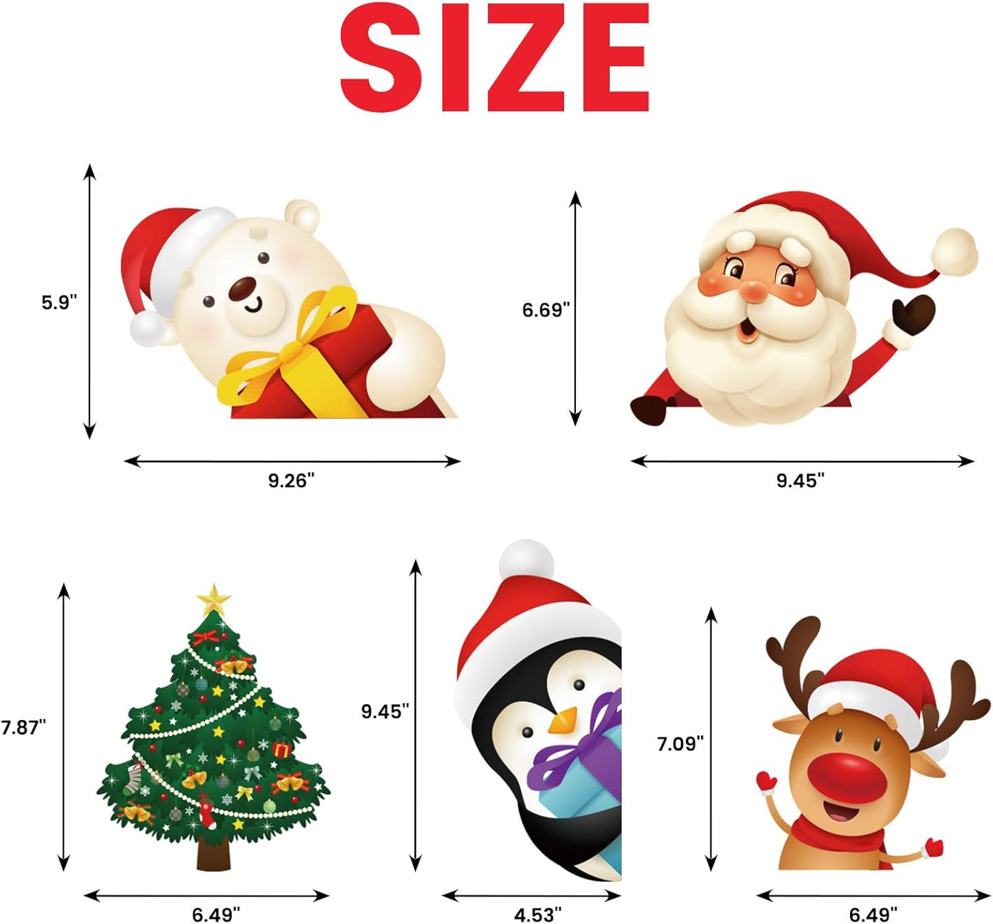 Double-Sided Christmas Window Clings Reusable 8 Sheets Christmas Window Decals Stickers Christmas Decorations Cute Window Decor with Santa Claus, Reindeer, Snowflakes for Xmas Party