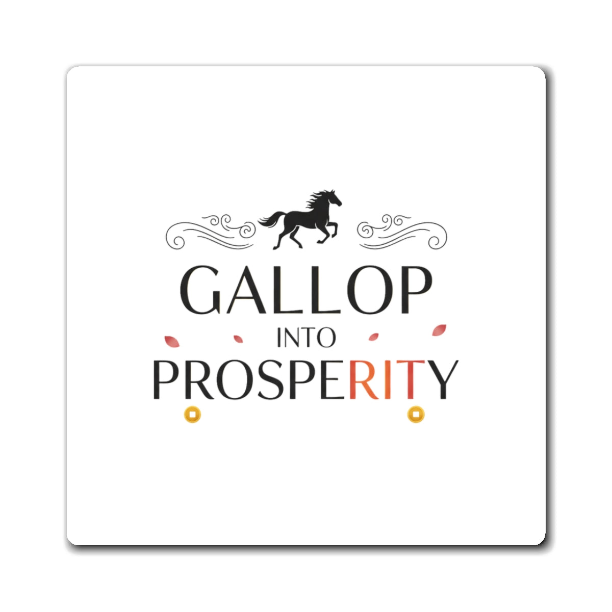 Gallop Into Prosperity | Fire Horse Lunar New Year Magnet Set | CNY Family & Teacher Gift | Red Gold Brush Script