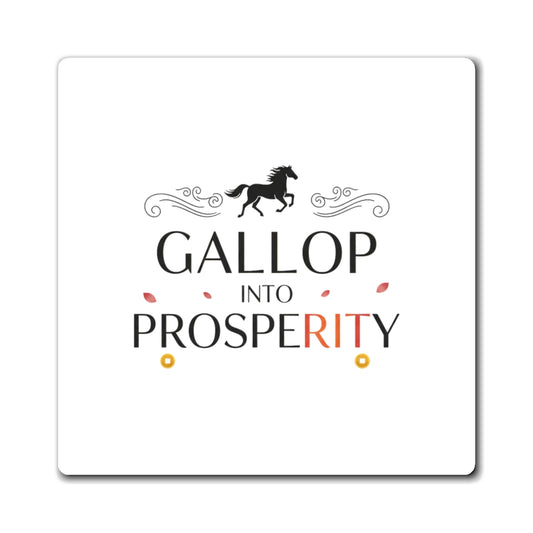 Gallop Into Prosperity | Fire Horse Lunar New Year Magnet Set | CNY Family & Teacher Gift | Red Gold Brush Script