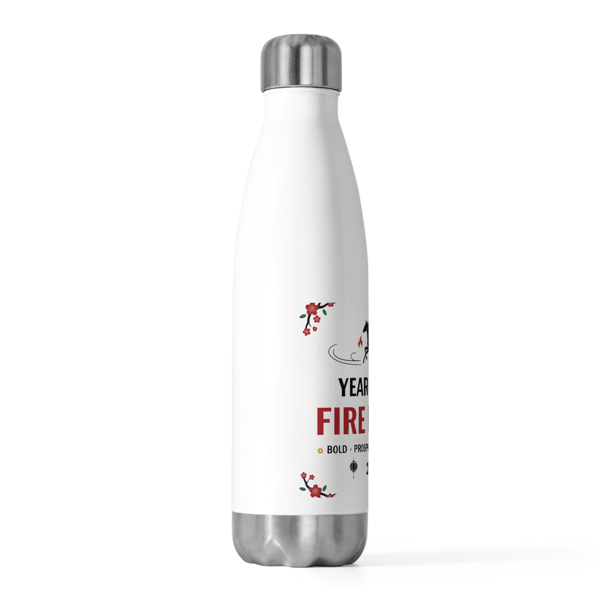 Fire Horse 2026 Lunar New Year | 20oz Insulated Stainless Steel Tumbler Bottle | Family & Teacher Gift | Red Gold CNY Style