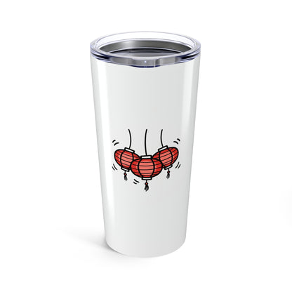 Red Lantern Cluster & Cherry Blossoms | 20oz Stainless Steel Tumbler for Travel | Family & Friend Gift | Chicken Scratch Irony