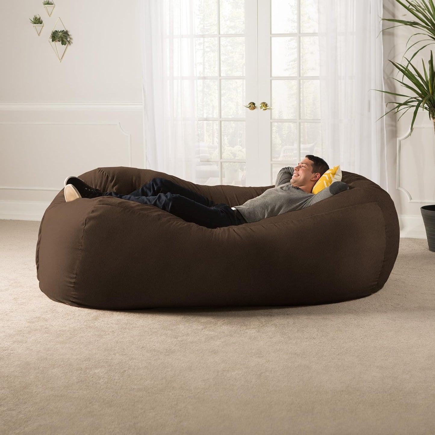 7 Foot Giant Bean Bag Sofa, Chocolate