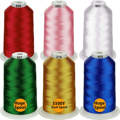 - 33 Selections - Various Assorted Color Packs of Polyester Embroidery Machine Thread Huge Spool 5500Y for All Purpose Sewing Embroidery Machines - #900 Black