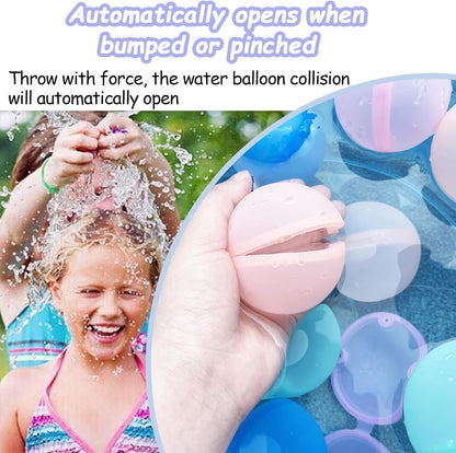 24 Pcs Water Balloons, Reusable Water Balloons,Water Balls for Kids, Soft Silicone Water Balloons Quick Fill, Kids Adults Water Games outside Summer Fun Party