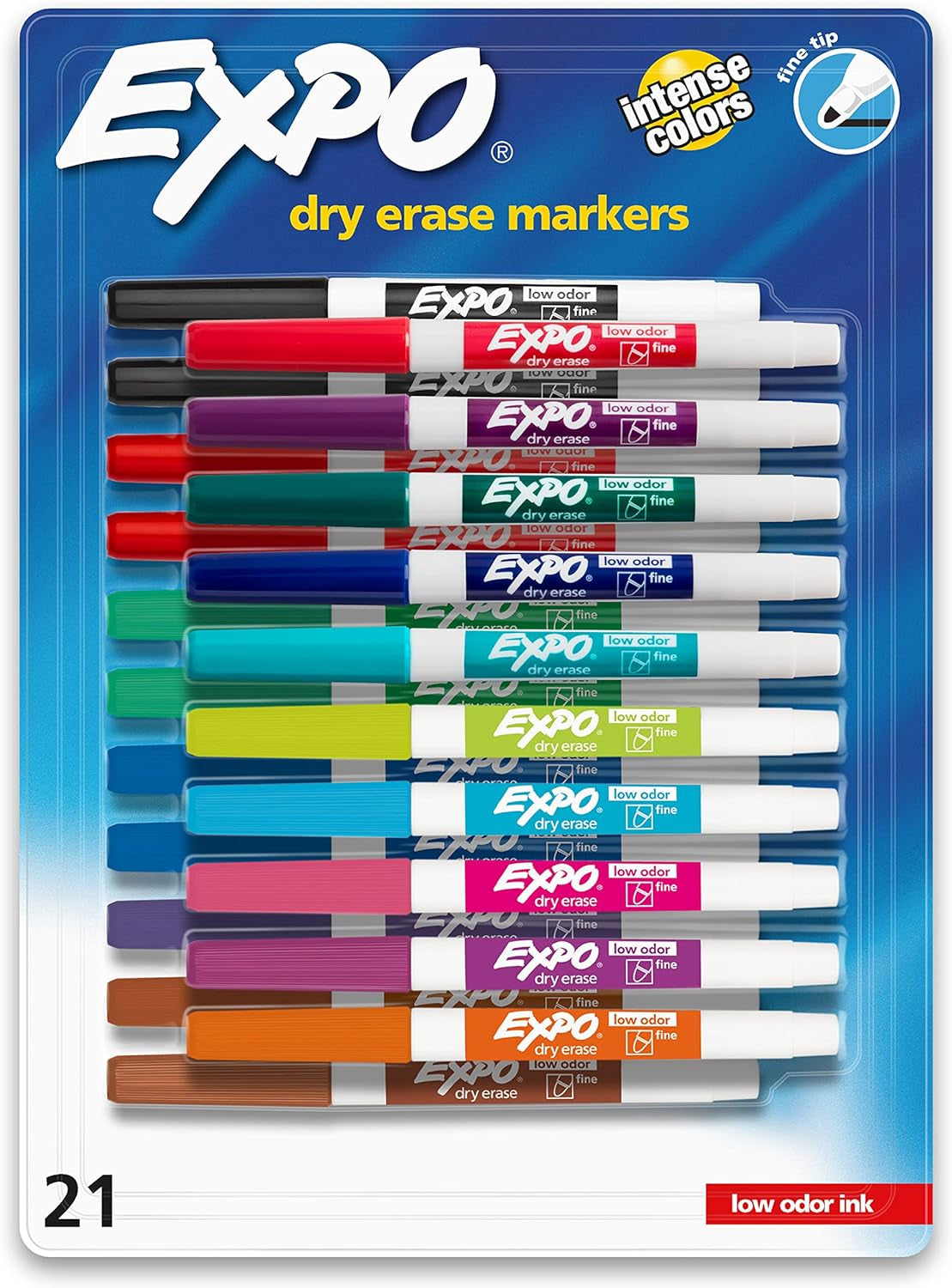 Low Odor Dry Erase Markers, Fine Tip, Black 4 Count