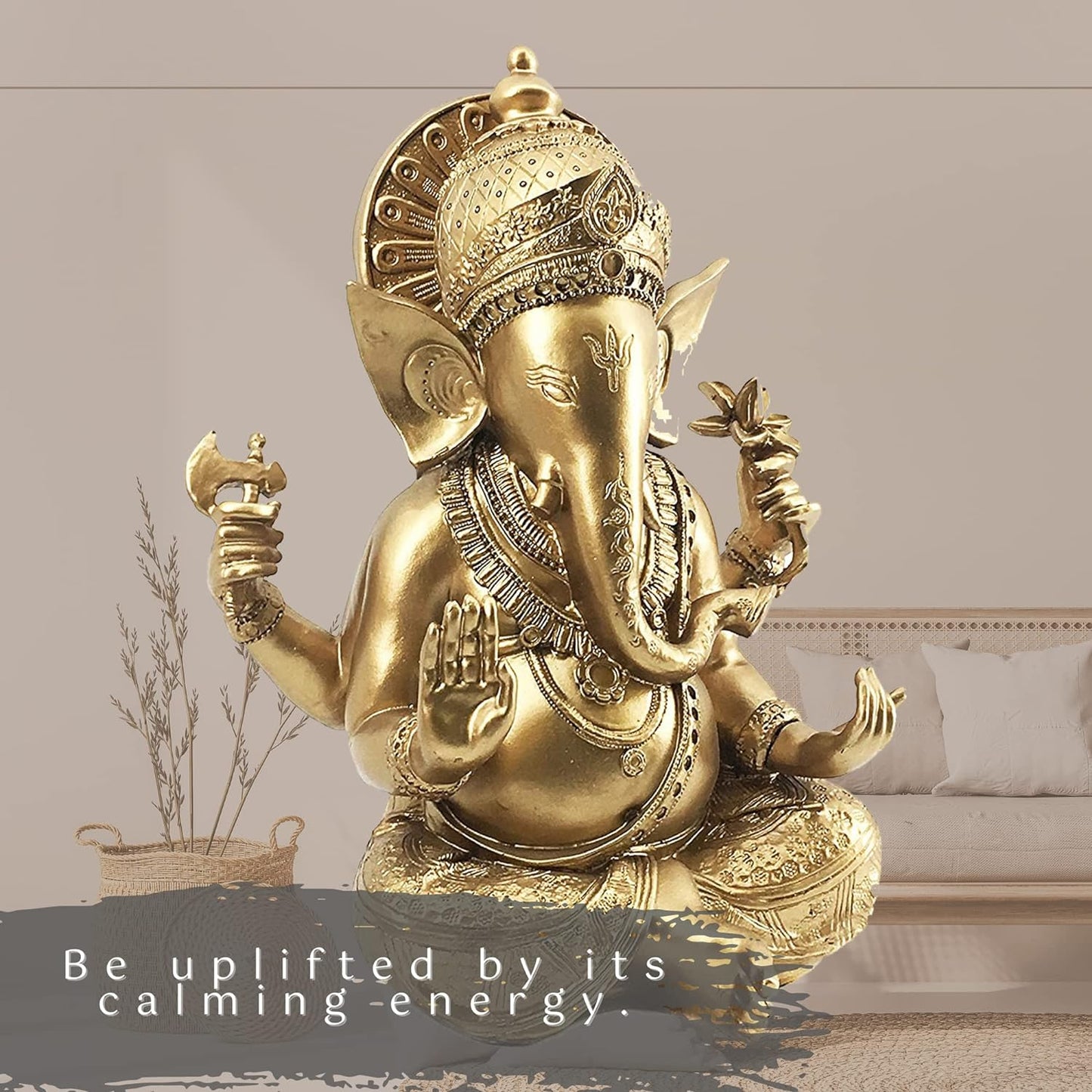 Figurines, Ganesha Statue, Decorative Statue, Pooja Mandir, Rustic, Boho, Hippie, Home Decor for Office, Room, Garden, 16 Inch