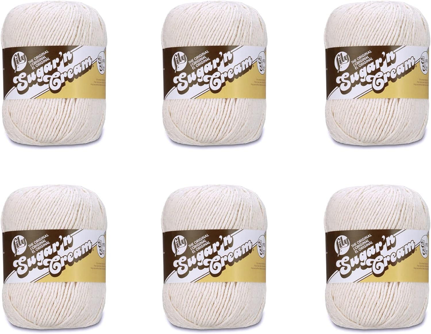 Sugar 'N Cream the Original Solid Yarn, 2.5Oz, Medium 4 Gauge, 100% Cotton - Ecru - Machine Wash & Dry