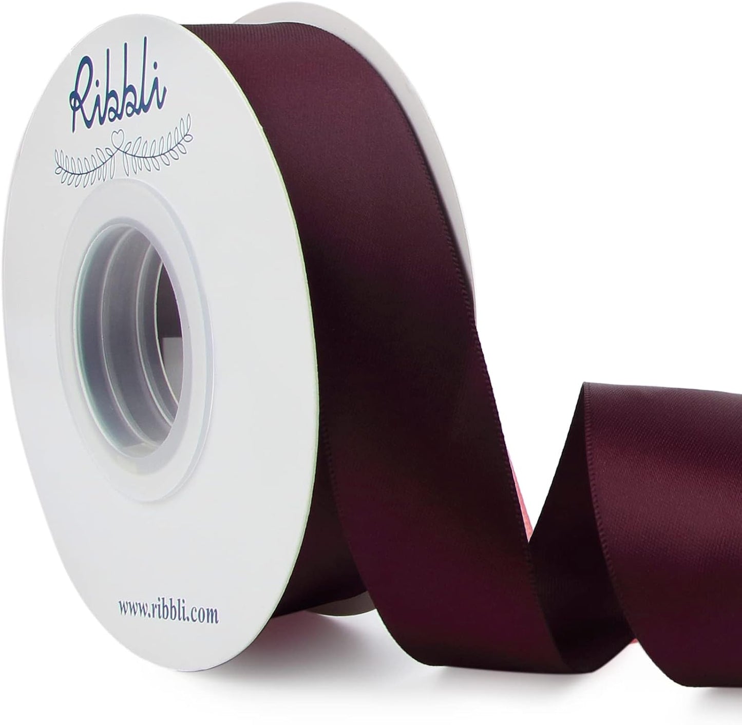 Burgundy Double Faced Satin Ribbon,1” X 25 Yards,Use for Craft Bows Bouquet, Gift Wrapping, Wedding Decoration, Floral Arrangement