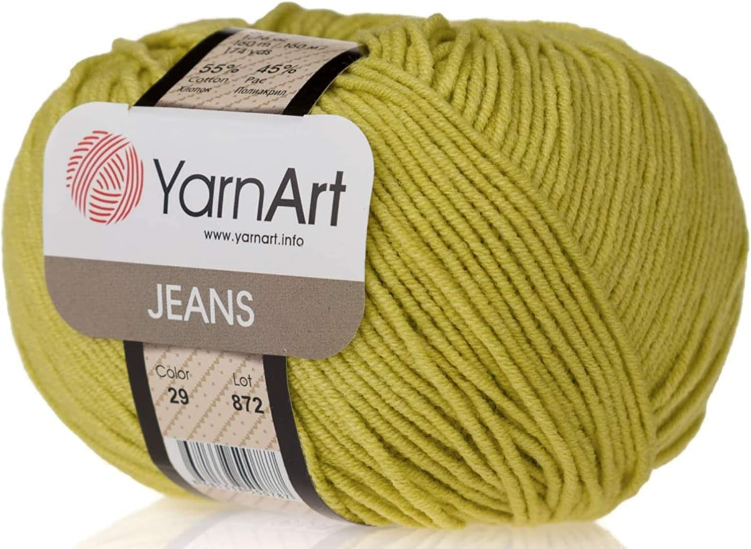 55% Cotton 45% Acrylic  Jeans Sport Yarn 1 Skein/Ball 50 Gr 174 Yds (1)