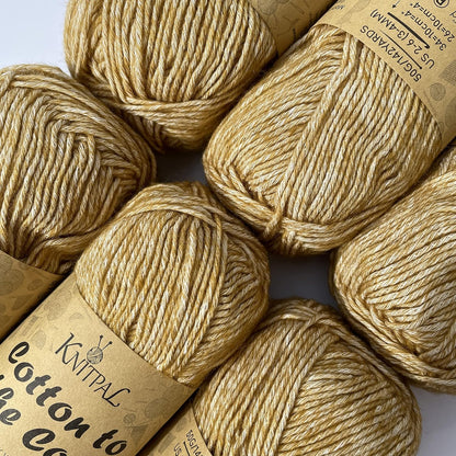 Cotton to the Core Soft Cotton Yarn for Crocheting, 78% Cotton and 22% Acrylic - Soft Baby Yarn for Crocheting - 3 DK Weight Cotton Yarn for Knitting - 6 Skeins, 852Yds/300G (Almond Tan)