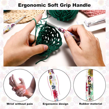 5Mm Crochet Hook, Ergonomic Handle for Arthritic Hands, Soft Rubber Grip Extra Long Knitting Needles for Beginners and Knitting Crocheting Yarn (5Mm)